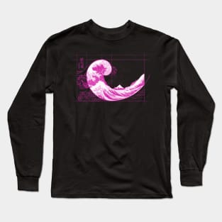 Hokusai Meets Fibonacci, Magenta Long Sleeve T-Shirt